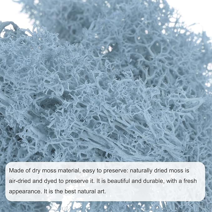 MECCANIXITY 3.5 OZ Moss Fake Craft Moss Artificial Moss Natural Preserved Moss for Craft Arts Floral DIY Project Wall Wedding Garden Patio Table Terrariums Decoration(Light Blue)