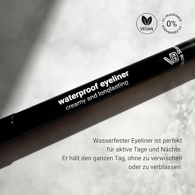 Waterproof Eyeliner Pencil - Vegan Hypoallergenic for Sensitive Eyes - Smudge Proof Gel Makeup (Black)