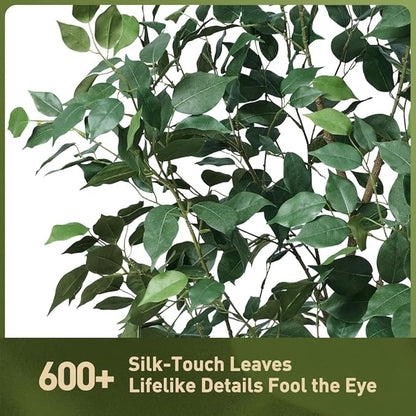 5ft Tall Artificial Ficus Tree in Black Planter with Pebbles | UV Resistant Faux Tree for Indoor & Outdoor | Realistic Floor Plant Decor for Home, Office (VN128)