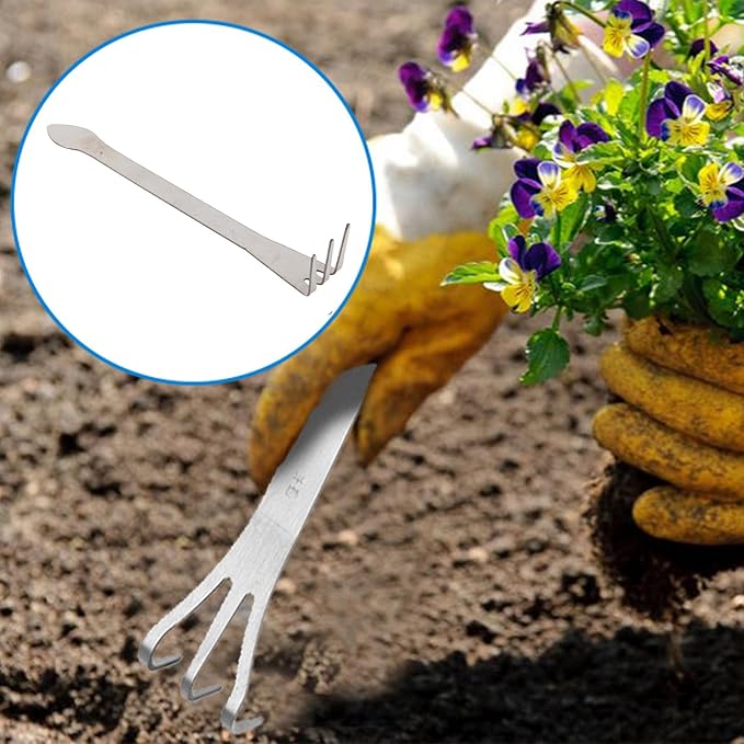 Bonsai Rake, 3 Prong Bonsai Tree Tools Stainless Steel Loosen Soil Root Rake with Ergonomic Handle Lightweight Gardening Plants Soil Farming Garden Lawn Tree Tools