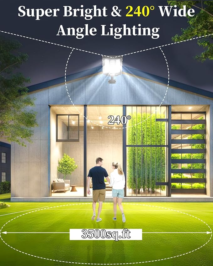 Ofuray Of-8600W Solar Street Lights Outdoor, 600000LM Solar Security Flood Lights Parking Lot Lights Dusk to Dawn, 6500k Waterproof Led with Remote Control Motion for Street,Court,Barn