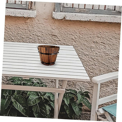 Wooden Barrel Flower Pot Succulent Planter 4 Inch Rustic Vintage Style Indoor Outdoor Garden Decor