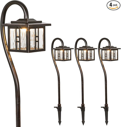 hykolity Low-Voltage Outdoor Integrated LED Landscape Lighting, 3W 185LM Oil-Rubbed Bronze Pathway Light for Yard Lawn, Die-Cast Aluminum Construction, 4-Pack, ETL Listed, 15-Year Lifespan