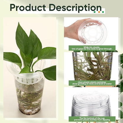 Baderke 35 Pcs Plastic Plant Propagation Station Desktop Terrariums Plant Tabletop Vase with Hydroponic Baskets for Indoor Home Office Desktop Decor (4.25'',4.57'',5.47'')