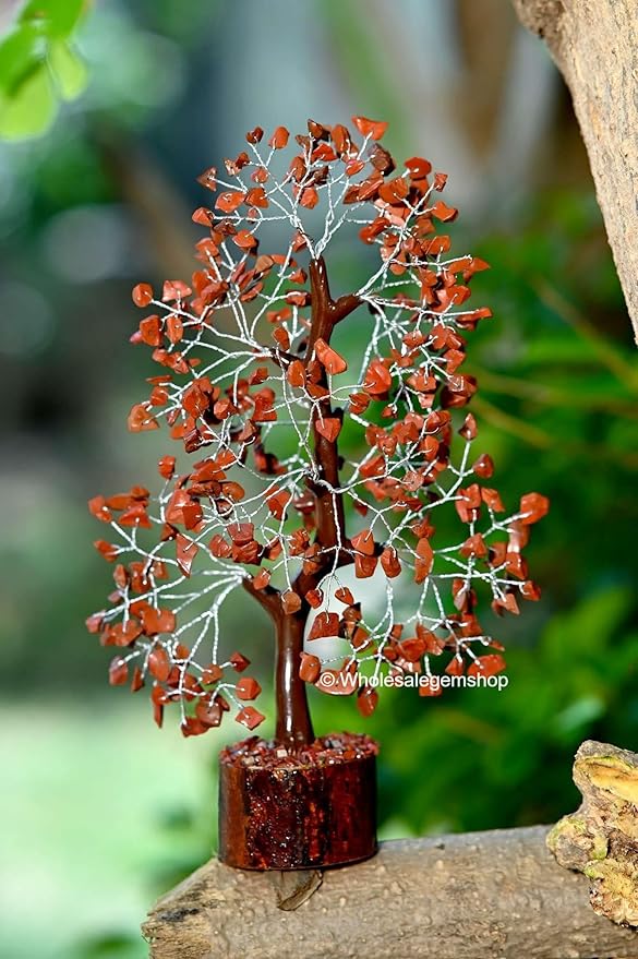 Red Jasper Crystal Tree with Silver Wire – Handmade Gemstone Bonsai for Home & Office Décor, Feng Shui Vastu Tree