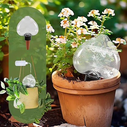 Heart-Shaped 7.04oz/200ml Plant Watering Globes - 6 Self Watering Globes for Outdoor ＆ Indoor Plants - Automatic,Slow,Self Watering Spikes Care of Plants Everyday