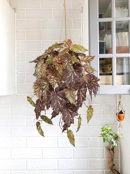 Large Fake Hanging Plants in Pot for Indoor & Outdoor, Long Artificial Hanging Pothos Plants Red, 27.6" Fake Potted Vines Ivy Greenery Plant for Room Wall Shelf Decor Living Room Patio Porch