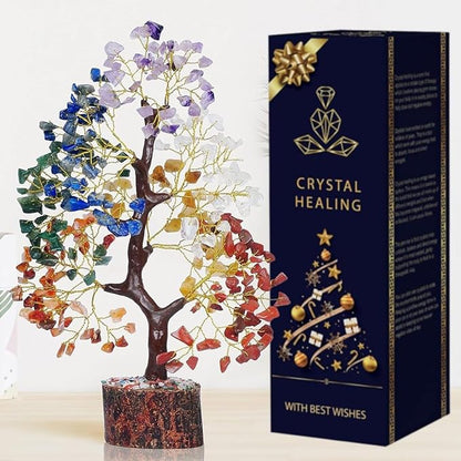 7 Chakra Tree of Life, Crystals and Healing Stones, Birthday Gifts for Women - Crystal Tree for Positive Energy, Home Office Decor, Cool for Women Under 30, Secret Santa Gift