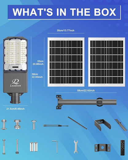 Solar Street Lights Outdoor Waterproof, 650000LM Super Bright LED Beads Commercial Solar Flood Lights with Remote Control for Patio, Street, Court and Parkling Lot 10800w