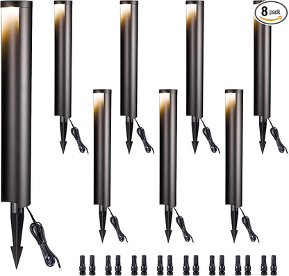 LED Pathway Lights Wired, 12V Landscape Path Lights, Low Voltage Outdoor Waterproof, 5W 200LM Black Aluminum for Lawn Garden 8 Pack