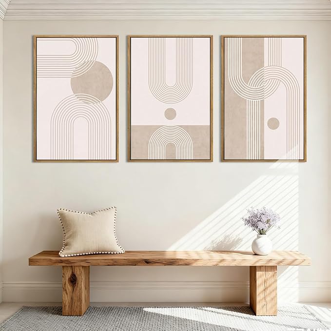 ANHUIB Neutral Wall Art Modern Boho Wall Decor Abstract Line Artwork 16x24 Inch Set of 3 for Living Room Bedroom Dining Room