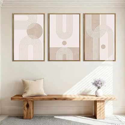 ANHUIB Neutral Wall Art Modern Boho Wall Decor Abstract Line Artwork 16x24 Inch Set of 3 for Living Room Bedroom Dining Room