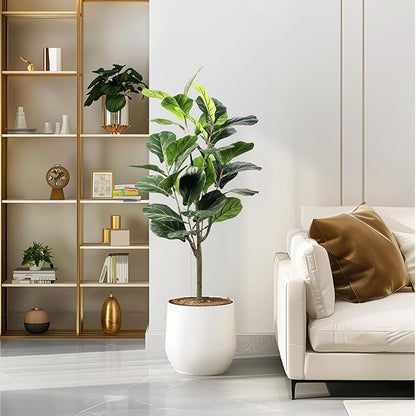 Artificial Fiddle Leaf Fig Tree, 4FT Faux Ficus Lyrata Plant Tall Fake Tree for Home Decor Artificial Tree for Indoor Office Living Room (Fiddle Leaf Fig Tree, 4 FT)
