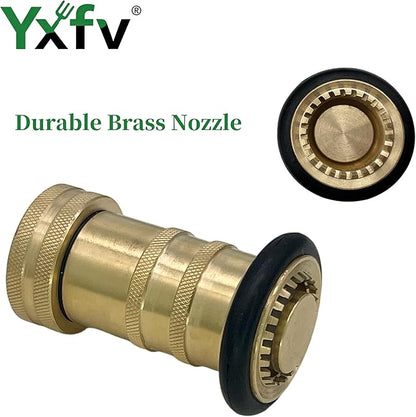 Heavy-Duty Brass Fire Hose Nozzle - 1" NPT/NPSH Adjustable Jet & Fog Spray Nozzle for Fire Fighting, Industrial Safety, Dust Control & Washdown