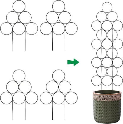 4 Pack Plant Trellis Indoor 15.7 Inch for climbing plants indoor Small Garden Trellis for Potted Plant Support Metal Wire Stackable Trellis Houseplant for Monstera Vines Lvy Pothos Accessorie(4 black)