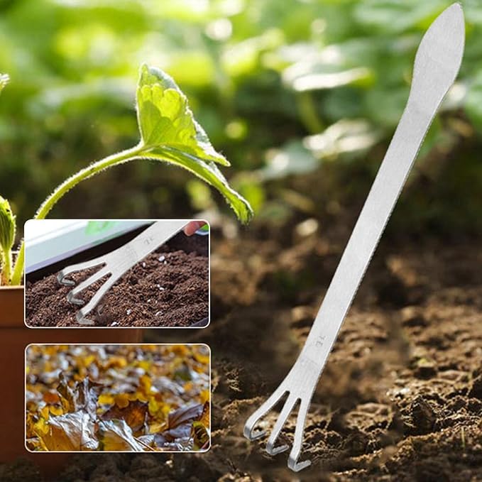 Bonsai Rake, 3 Prong Bonsai Tree Tools Stainless Steel Loosen Soil Root Rake with Ergonomic Handle Lightweight Gardening Plants Soil Farming Garden Lawn Tree Tools