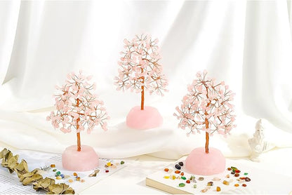 SITUMEIZI Rose Quartz Crystal Tree 7.09IN Healing Stones Natural Crystals Base Copper Wire Tree Life Reiki Pink Gifts for Women Room Office Desk Decor Spiritual Meditation Energy