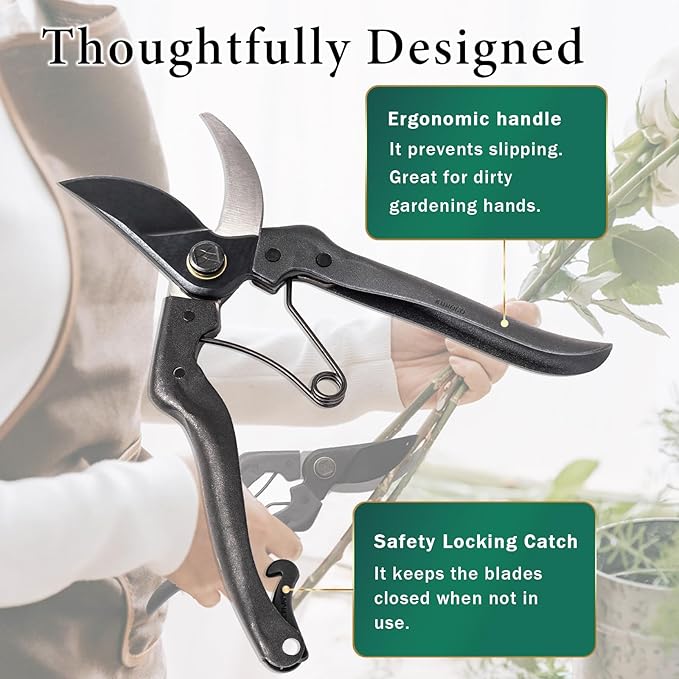 Professional Forged Bypass Pruning Shears 7.9" Japanese Hand Garden Scissors Made in Japan (Standard Model)