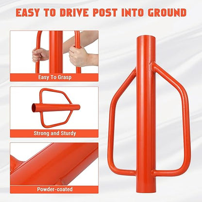18LB Fence Post Driver with Handles, 3" Diameter t Post Pounder, Heavy Duty Carbon Steel for u Channel, Farm Fencing Wooden Post