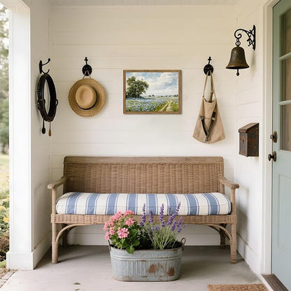 Framed Vintage Canvas Wall Art, Country Landscape Wildflower Field Wall Decor Paintings, Rustic Nature Pictures Prints Home Decor for Living Room Bedroom Bathroom Farmhouse 12x16 inch