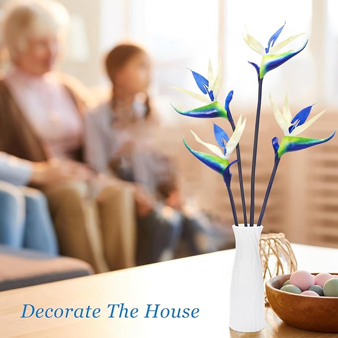 Hanaive 12 Pcs Bird of Paradise Artificial Plant 24 Inches Hawaiian Tropical Flowers Fake Rubber Strelitzia Faux Flowers Bouquet for Home Garden Office Wedding Indoor Outside Party Decor DIY (Blue)