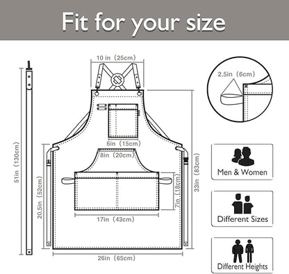 10 Pack Kitchen Apron, Work Apron, Canvas, Multiple Pockets, Gardening, Painting, BBQ, Artist, Carpenter, Sizes M to XXL, Dark Gray