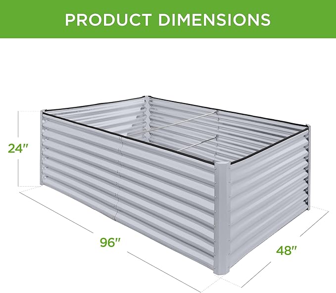 Best Choice Products 8x4x2ft Outdoor Metal Raised Garden Bed, Deep Root Planter Box for Vegetables, Flowers, Herbs, and Succulents w/ 478 Gallon Capacity - Moonlight Gray