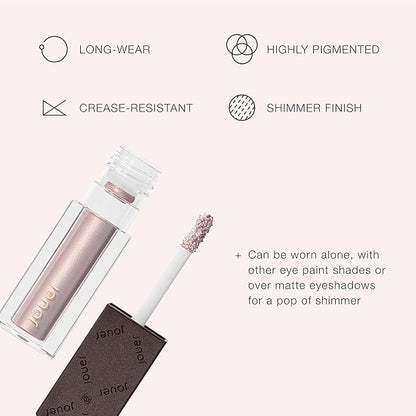 Jouer Paris Lights Eye Paints - Metallic Liquid Eyeshadow - Long Lasting & Crease-Proof Shimmer Cream Eyeshadow - Smooth Chrome Finish, Lamour