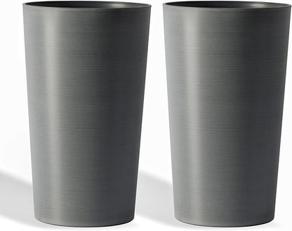 Set of 2 Tall Planters 22", Large Planters for Outdoor Indoor Plant Pots with Wire Drawing Process, Containers Large Decorative Tree Planter Front Porch Patio, Grey
