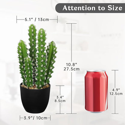 Artificial Cactus Plants 10.8" Small Faux Cactus Plants Indoor Fake Desert Cacti Succulents Plants Artificial Plant Indoor with Pot Cactus Decorations for Home Decor Office Desk Tabletop Shelf
