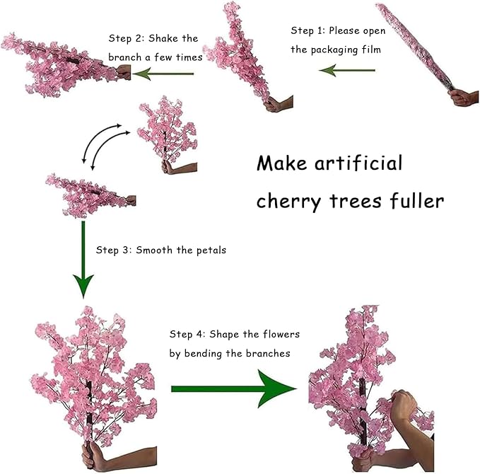 Artificial Cherry Blossom Tree 8.2Ft, Pink Silk Flowers with Solid Wood Trunk for Home & Garden Decor