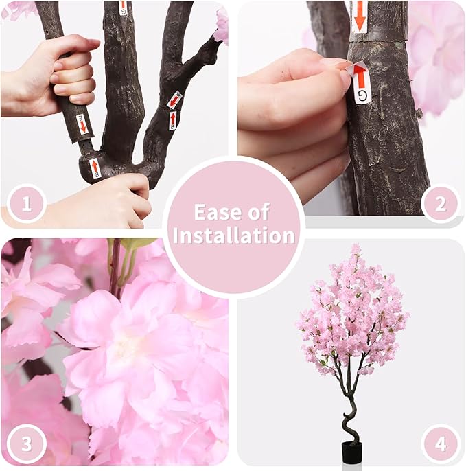 7FT Artificial Cherry Blossom Tree Beautiful Sakura Flower Tree Indoor Faux Pink Tree for Home Christmas New Year Decor
