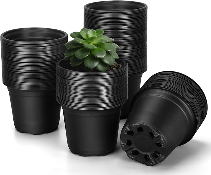 Nursery Pots for Plants, 6 Inch Plant Pots with Drainage, 110 pcs Plastic Seedlings Flower Pots for Plants, Great for Herbs, Cuttings, and Starter (6 Inch)