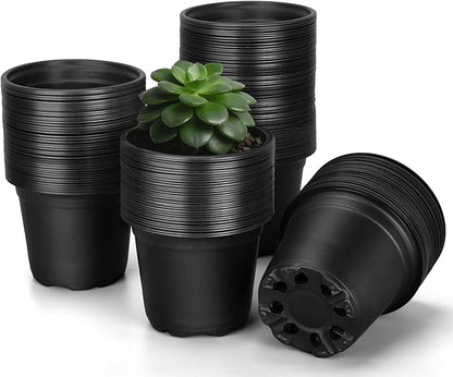 Nursery Pots for Plants, 6 Inch Plant Pots with Drainage, 110 pcs Plastic Seedlings Flower Pots for Plants, Great for Herbs, Cuttings, and Starter (6 Inch)