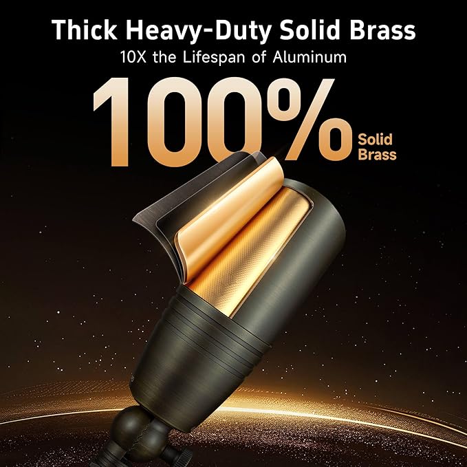 Gardenreet Spot Light Brass - Outdoor Landscape Spotlights LED, 12V Low Voltage Landscaping Uplights, Hard-Wired All Weather Bronze for Backyard Lawn with Day Light Changeable Bulbs (8 Pack)