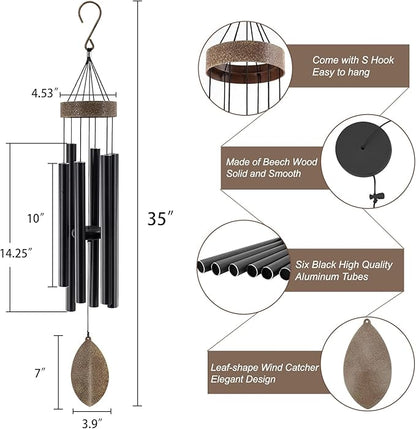ASTARIN 36 Inch Wind Chimes for Outside, Tuned Metal Wind Chime for Outdoor Garden Patio, WindChimes Tuned Soothing Melodic Tones Windchimes Mom Dad Gift, All Metal Leaf Design Windchime