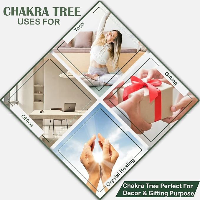 Seven Chakra Crystal Tree of Life Decor -for Positive Energy-BirthdayGift -FengShui Healing Bonsai Crystal Tree - Gemstone Money Manifest Good Luck, Spiritual Gift for Home/Office (Multicolor)