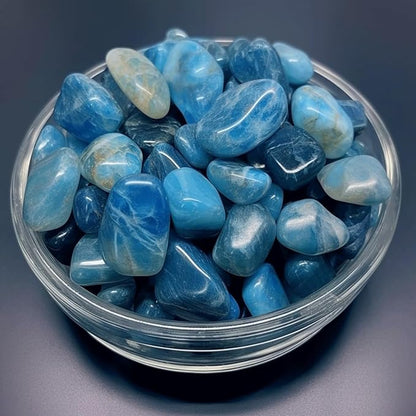 Polished Blue Apatite Crystals - 10 oz, 0.5" Handpicked Natural Tumbled Gemstones Rocks, Pebbles for Reiki, Chakra, Healing Home Decor