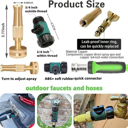 Garden Hose Sprayer Nozzle Adjustable Brass Hose Nozzle Heavy Duty Water Hose Spray Gun Nozzle with 3/4”GHT Thread On/Off Hose Shut Off Valve,for Watering Plants,Cleaning,Pets Shower 3 Pack
