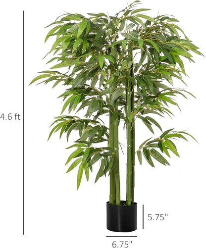 HOMCOM 4.5FT Artificial Bamboo Tree, Decorative Faux Plant in Nursery Pot for Indoor or Decor