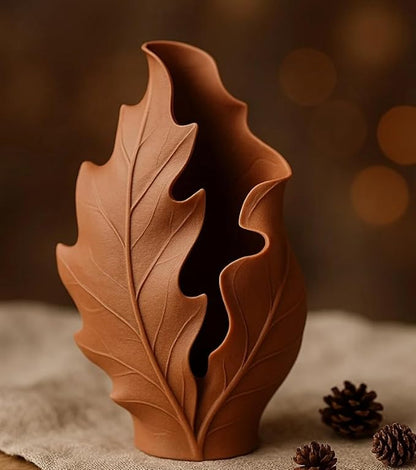 3D Printed Leaf Planter Vase (Brown, 10x6x5)