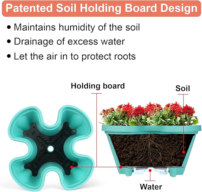 GameXcel Vertical Planter 4 Tier Stackable Planters Garden Planters Strawberry Herb Flower and Vegetable Planter Indoor Outdoor Gardening Pots with Removable Wheels and Tools