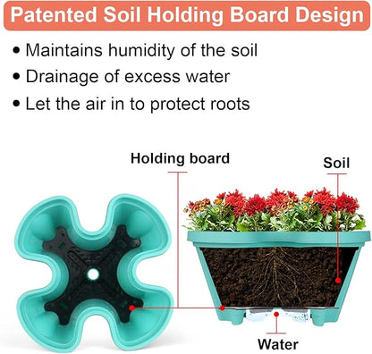 GameXcel Vertical Planter 4 Tier Stackable Planters Garden Planters Strawberry Herb Flower and Vegetable Planter Indoor Outdoor Gardening Pots with Removable Wheels and Tools