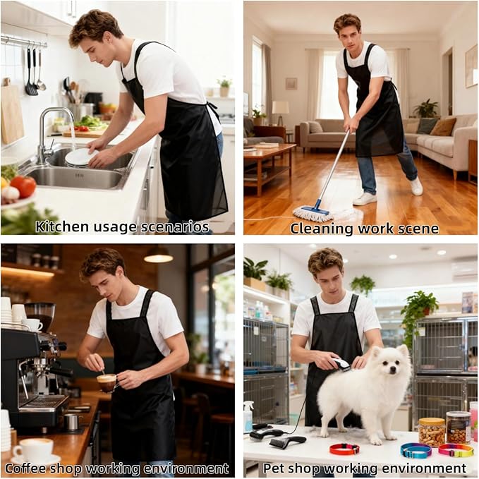 JDSWANLA Waterproof Apron, Environmentally Friendly TPU Oil Resistant Apron,Suitable for Families Gardening Coffee Shops Art Studios Hair Salons shops Barbecue Suitable for Both Men and Women