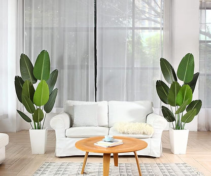 Fopamtri Artificial Bird of Paradise Plant Fake Tropical Palm Tree for Indoor Outdoor, Perfect Faux Plants for Home Garden Office Store Decoration, 5 Feet-2 Pack