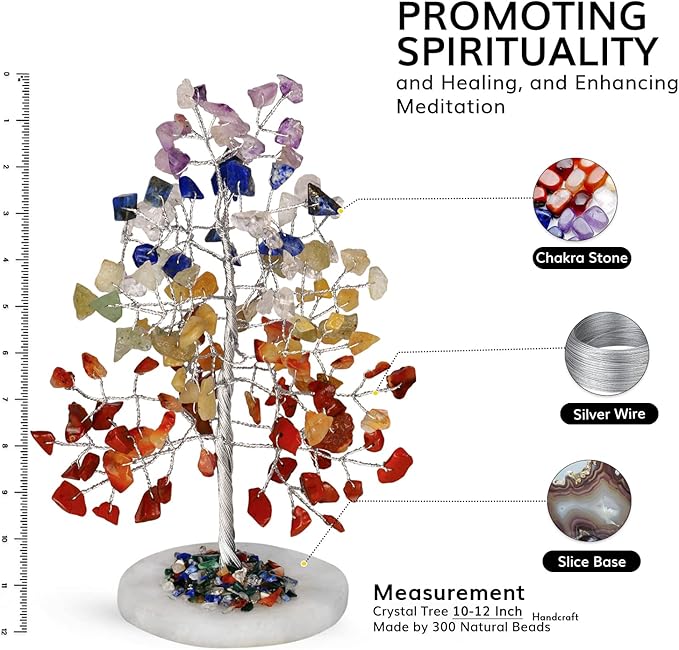 7 Chakra Tree - Chakra Tree of Life Crystal Tree - Gemstones and Crystals - Money Tree - Positive Energy - Spiritual Stuff - Reiki Crystals and Healing Stones - Holistic Gifts
