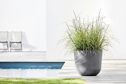 Ecopots Oslo Durable Modern Round Indoor/Outdoor Recycled-Based Composite Flower Pot Planter, Grey, 17.75"