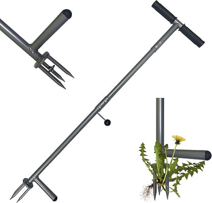 39"/42" Stand Up Weeder Hand Tool - Weed Puller Tool - Long Handle 3 Claws Manual Weeding Tool for Elderly & Gardeners - Stainless Steel Root Extractor Without Bending