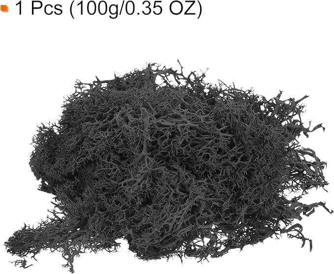 MECCANIXITY 3.5 OZ Moss Fake Craft Moss Artificial Moss Natural Preserved Moss for Craft Arts Floral DIY Project Wall Wedding Garden Patio Table Terrariums Decoration(Black)