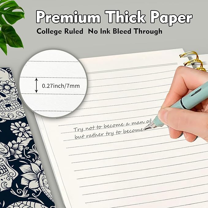 Cute Spiral Journal Notebook,Binding with Premium Paper for Girl Women,Cool Funny 120 Pages,100gsm A5 College Ruled NotebookJournal,Perfect for Gifts Nurse Teacher Women(Cute Skull)